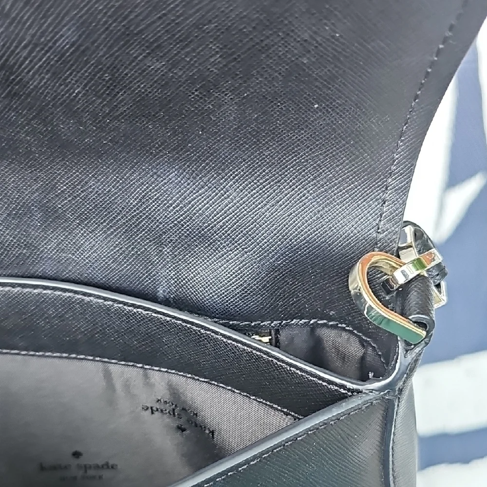 Kate Spade New York Staci Saffiano Leather Flap Shoulder Bag, Black - Picture 8 of 10